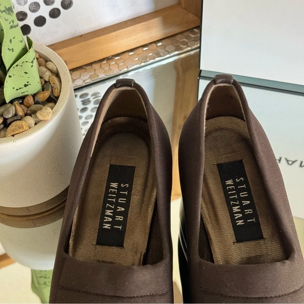Stuart Weitzman Women's Brown Stretch Rubber Platform Shoes Size 9 M